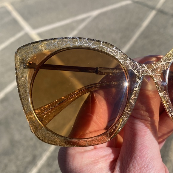 Yohji Yamamoto YY5018 Vintage Sunglasses Square Cat Eye Glitter Gold Gradient main image 7